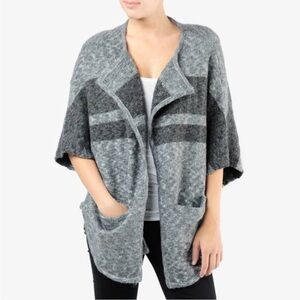 James Perse Gray Stripe Open Front Cardigan with pockets. Short Sleeve. Size M